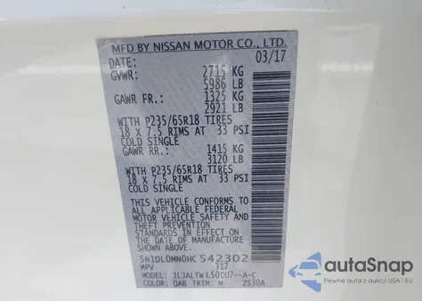 2017 Infiniti Qx60 from USA, damaged, VIN 5N1DL0MN0HC542302